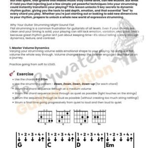 lesson accompaniment for guitar tutorial on strumming techniques for beginner improvers