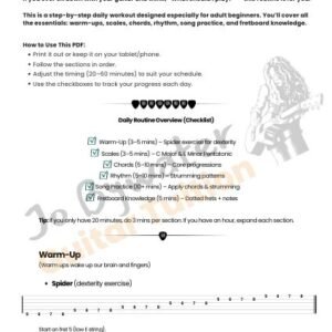 Beginner Adult Guitar Practise Routine 2025 PDF