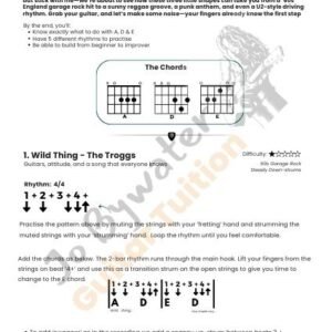5 Classic Guitar Songs with A, D & E Chords | Beginner → Improver Rhythm Lesson PDF