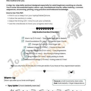Beginner Guitar Chords Routine 2025 | Step-by-Step Daily Practice Plan PDF