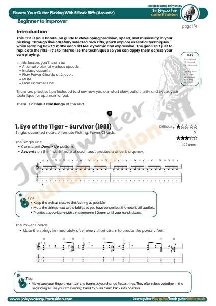 5 rock riffs lesson pdf for acoustic guitar