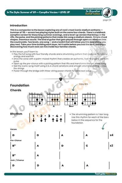 How to Play Summer of '69 on Acoustic Guitar – Beginner to Improver PDF